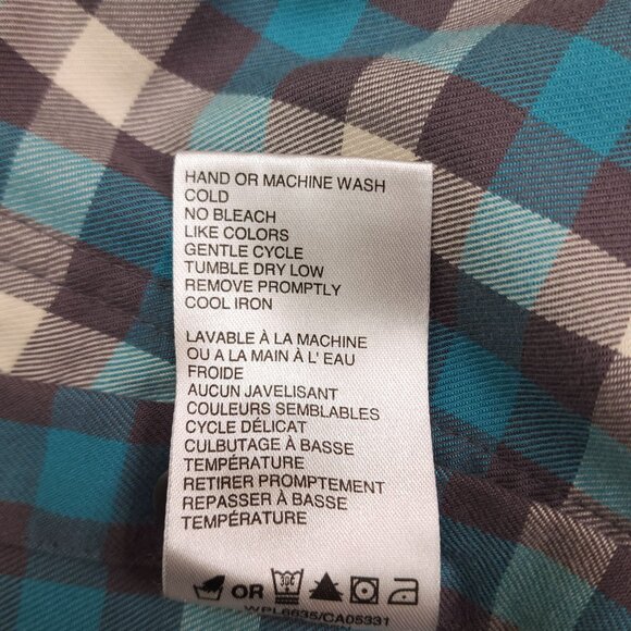 Woolrich Mens Long Sleeve ButtonUp Shirt Aqua Plaid Under Arm Gusset Sleeve Tabs - Picture 8 of 14